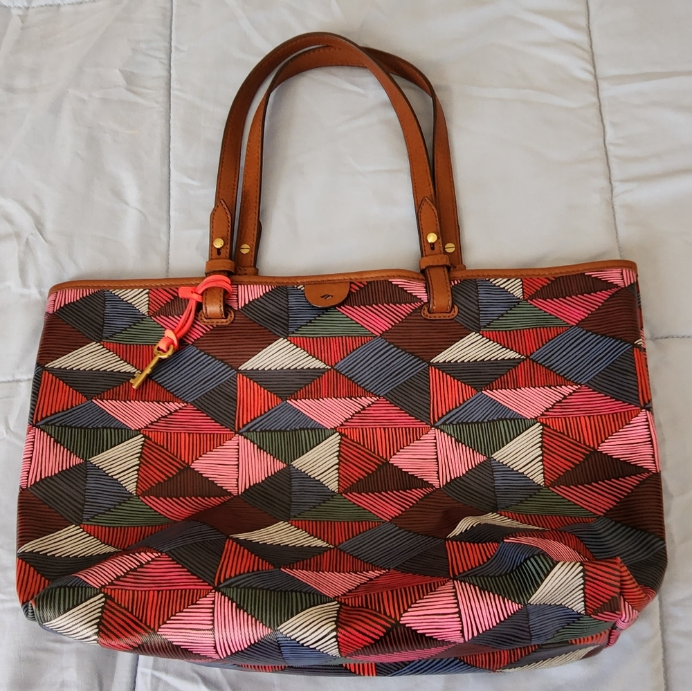 Fossil Patterned Tote With Snap Closure - image 2